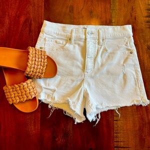Express White Distressed Jean Shorts